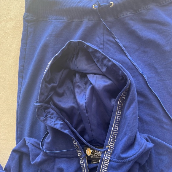 Christine Alexander Blue Hoodie with Silver Accents Sweat Set - Picture 11 of 11